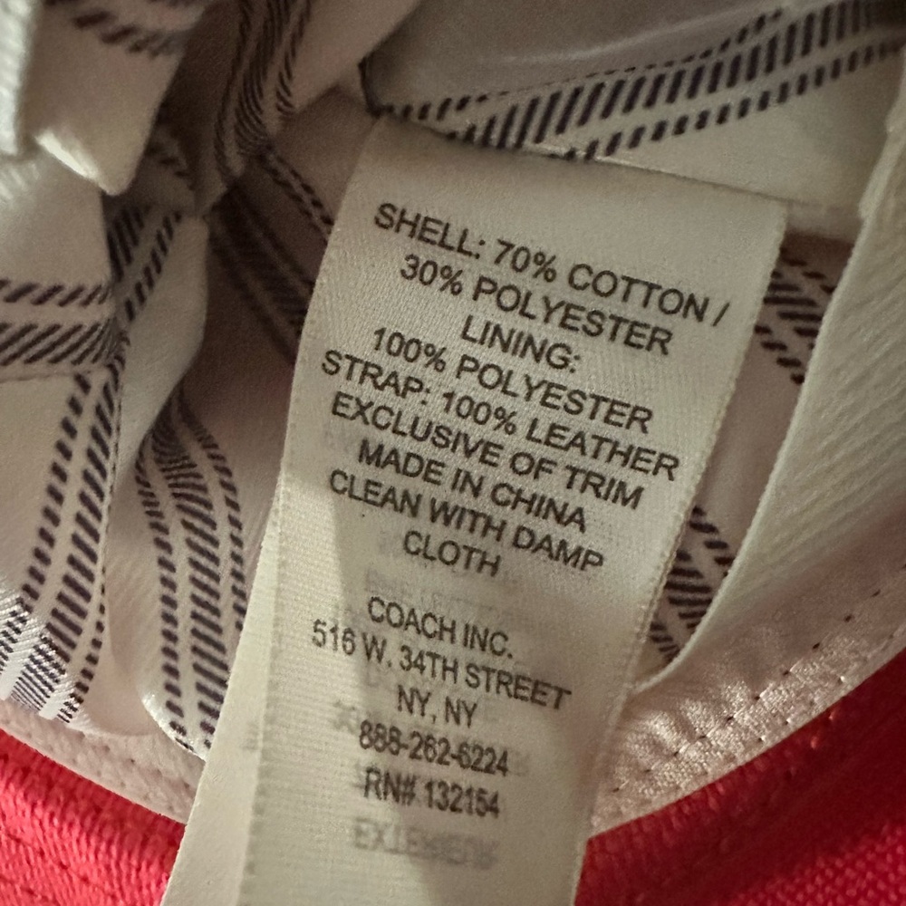 Coach | Red Bucket Hat with Gold Eyelet Band | Cotton / Leather Trim NWT 🏷️ XS/S - Picture 8 of 16